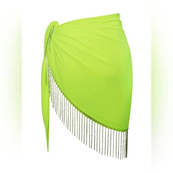 💚Quill Neon Green Cover Up with Crystal Fringe💚 - Picture 10 of 12